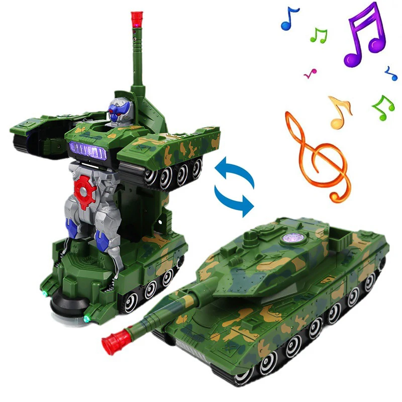 Funny Force Transformation Tank Robot Toys Tank Fighter Simulation Fighter Airplane Deformation Light Music Deformation Car Toy