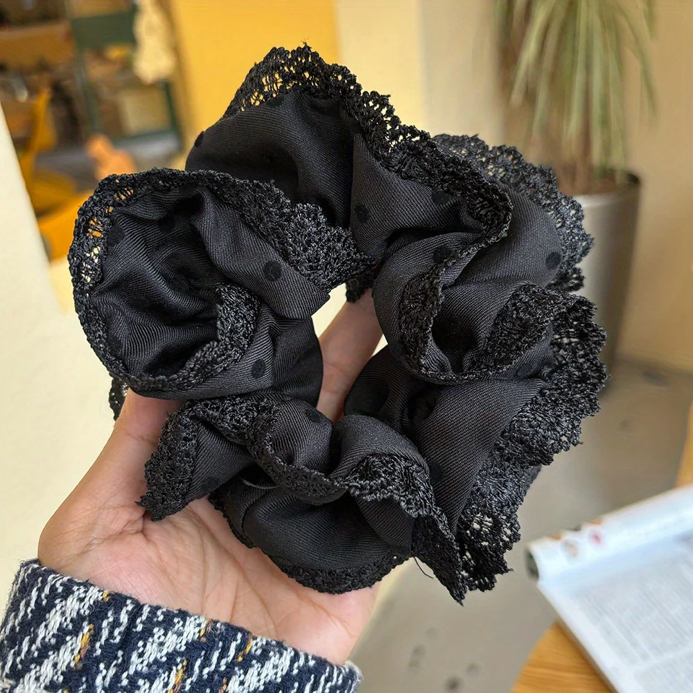 Elegant Lace Hair Tie Scrunchie with Decorative Edging Simple Sweet Design Versatile Ponytail Holder for Women Girls Accessories