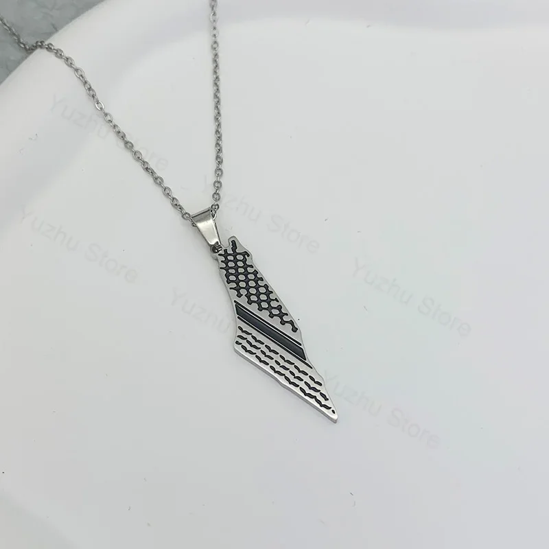 الفولاذ المقاوم للصدأ الكوفية وشاح نمط سلسلة بدلاية القلائد هندسية خريطة سلسلة مجوهرات هدية إكسسوارات جذابة