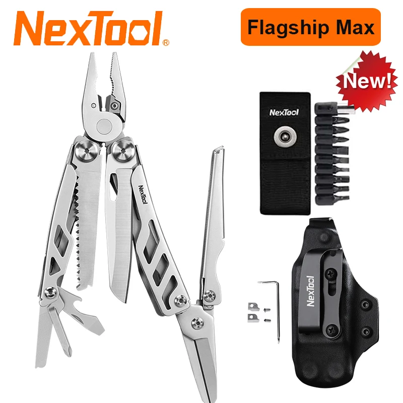 NexTool Flagship Max 14 In 1 EDC Multi Tool Pliers 80Cr14Mov Pocket Knife Folding Multitool Large Scissors Outdoor Camping