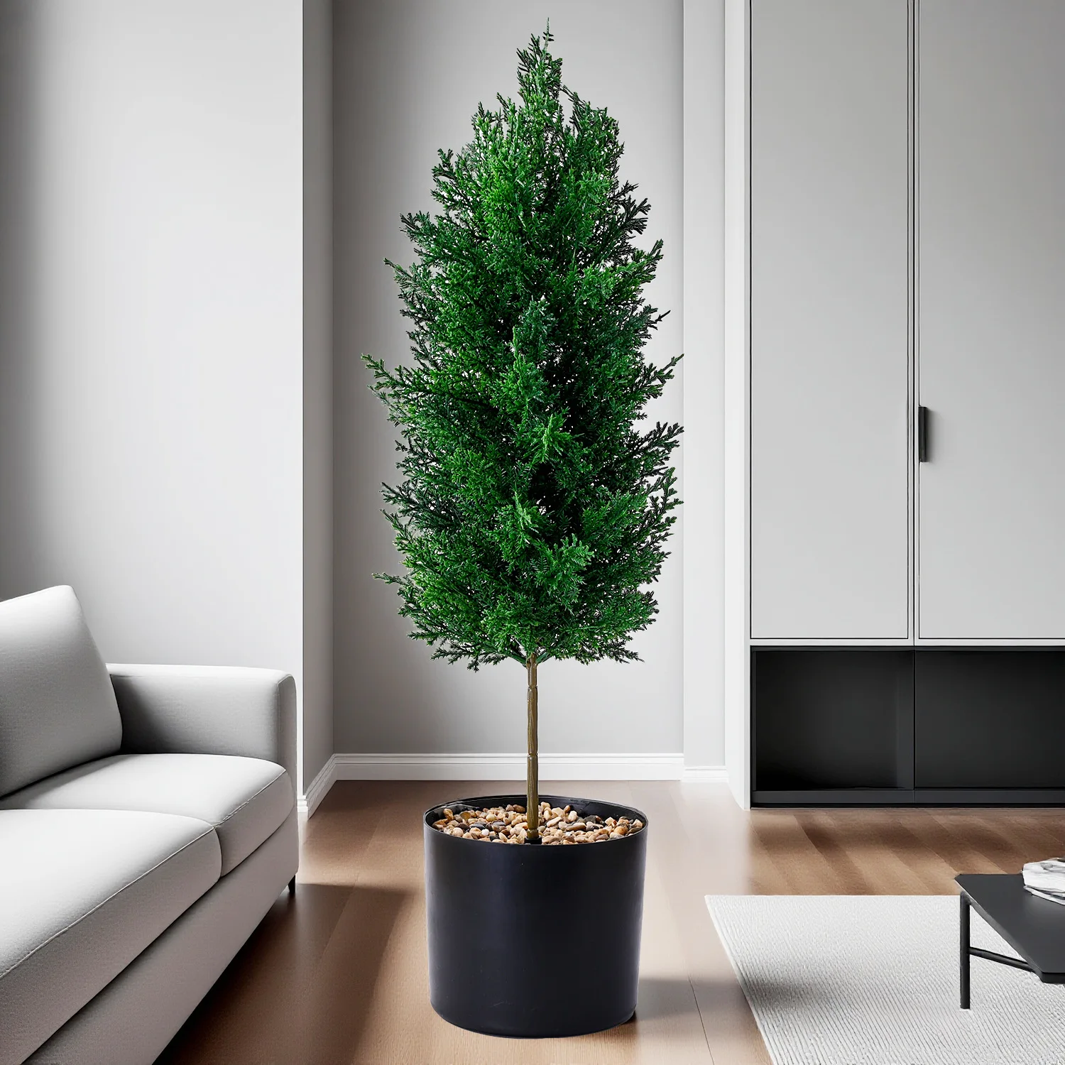 Dracaena Marginata - ต้นไซเปรสประดิษฐ์แบบสัมผัสเหมือนจริง 1/2 ชิ้น ทำจากวัสดุ PE ต้นสนซีดาร์ปลอม
