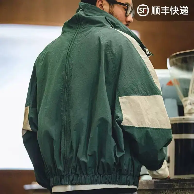 

Madden workwear American retro loose detachable double zipper jacket spring and autumn short color matching letter jacket men