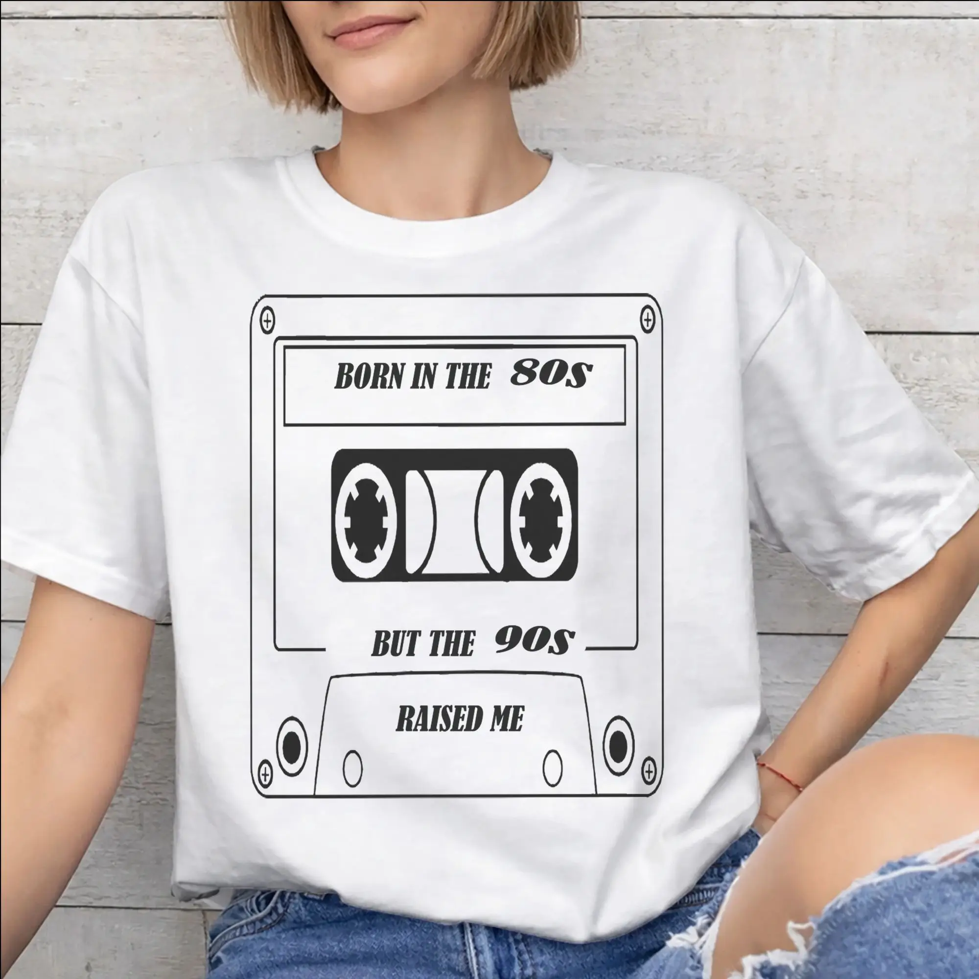 Born In The 80's Raised In The 90's Graphic Printing T Shirts for Men Women  Cotton  Tee Shirt Clothes