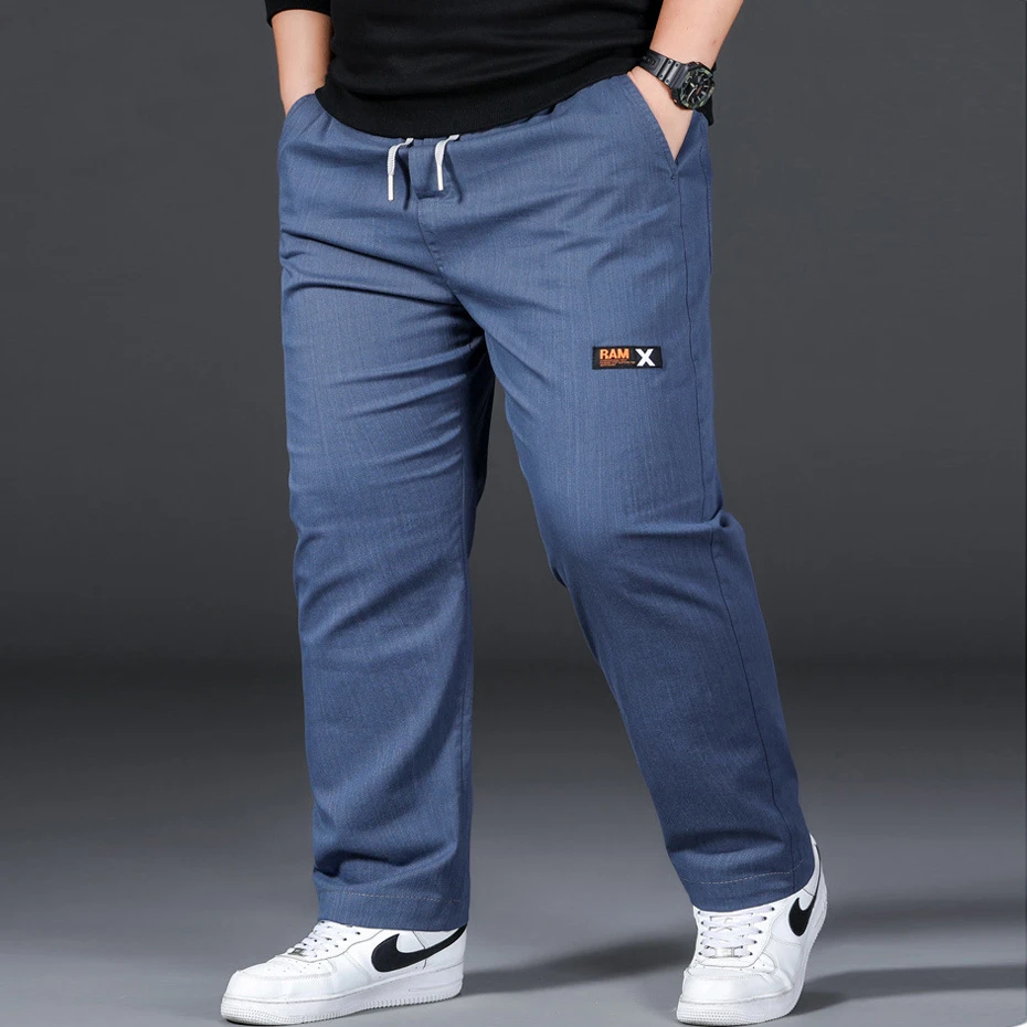 Baggy Pants Men 12XL Plus Size Straight Pants Fashion Casual Pants Male Elastic Waist Trousers Big Size 12XL