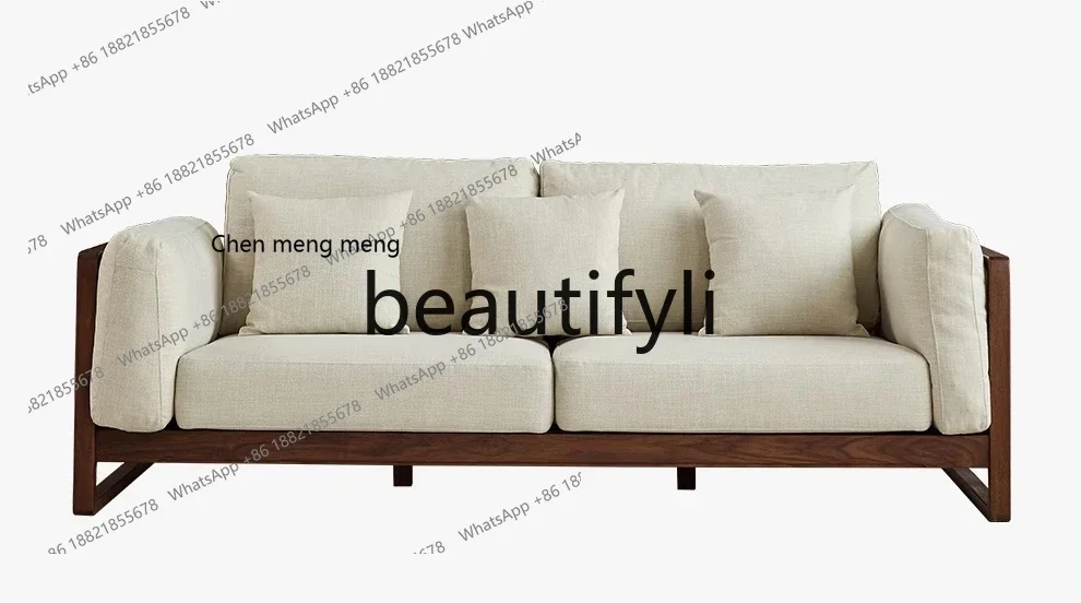 

M178 Североамериканский диван из черного ореха, большая квартира, трехместный кожаный диван из цельного дерева, мебель для гостиной двойного назначения