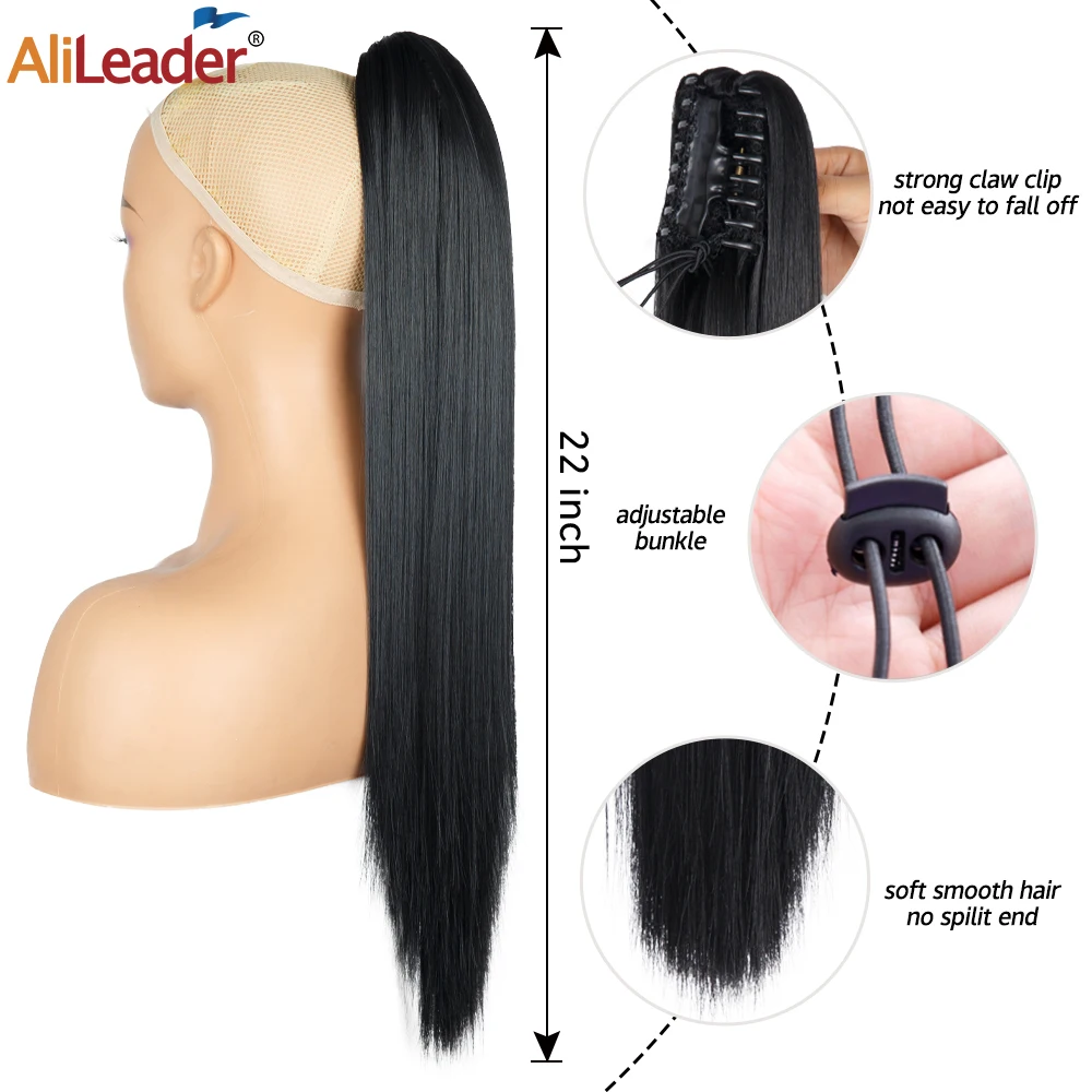 Black Blonde Claw Clip In Ponytail Hair Extension Synthetic Straight 22\