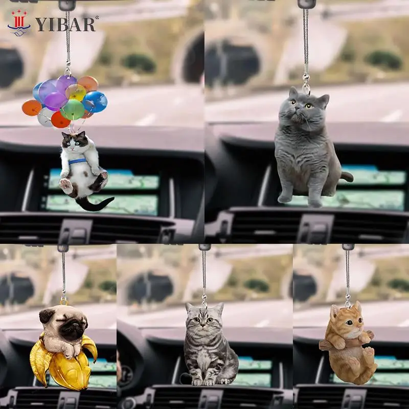 

Creative Cute Cat Dog Car Hanging Ornament With Colorful Balloon Car Hanging Ornament Car Interior Decor Pendant Accessories