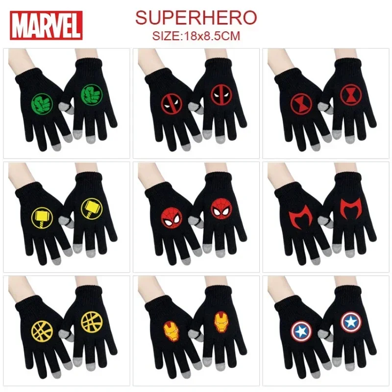 New Marvel Deadpool Peripheral Movies Winter Warm Half Finger Full Finger Suede Windproof Touch Screen Punk Style Boys Gloves