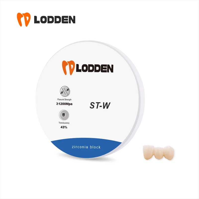 Lodden ST-W Dental Zirconia Block White Transparency 43% Strength 1200Mpa Denture Lab Materials