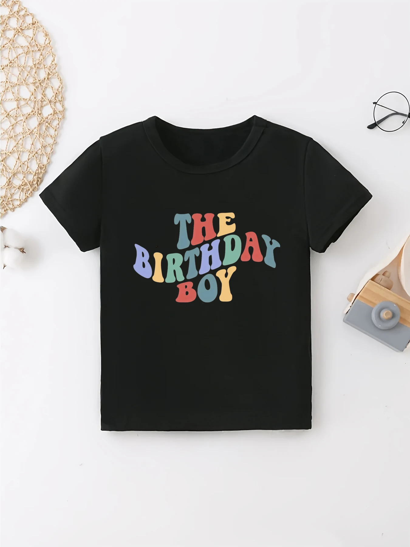 

Colorful The Birthday Boy Letter Printed T Shirt Boys Funny Kids Clothes Summer Short Sleeve T-Shirt