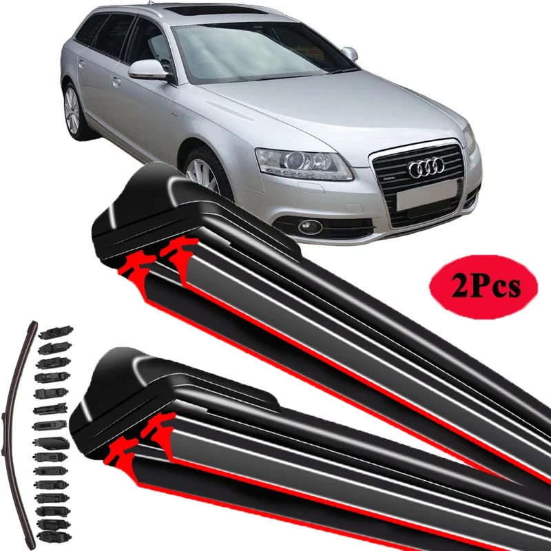 Image of Für Audi A6 S6 RS6 C6 Limousine Kombi 2004 2005 2006 2007 2008 2009 2010 2011 Auto Zubehör Doppel Gummi Scheibenwischerblätter
