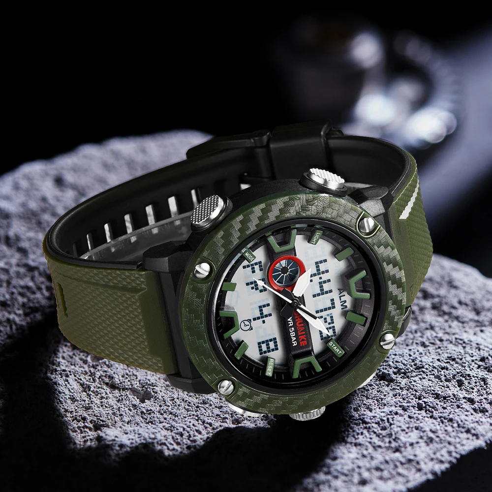 メンズ腕時計スポーツ防水ストップウォッチデジタル腕時計週表示目覚まし時計クォーツアナログ電子時計男性