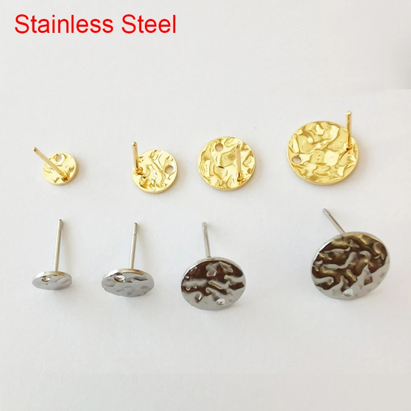 20pcs Dia 6 8 10 12mm Stainless Steel Earrings Hooks Bulk Gold Color Anti Allergy Earring Clasps For Jewelry Supplies Findings