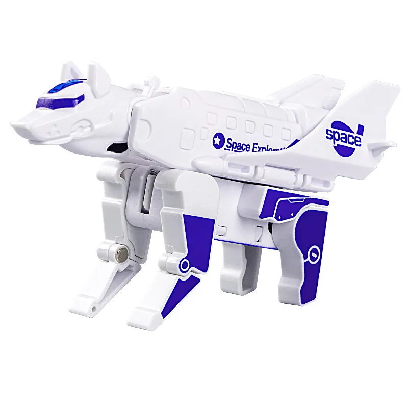 Mini 2-in-1 Rubber Airplane Ensemble Deformation Robot Dog Toy Model Creative Fun Magnetic Collision Deformation Robot Dog Toys