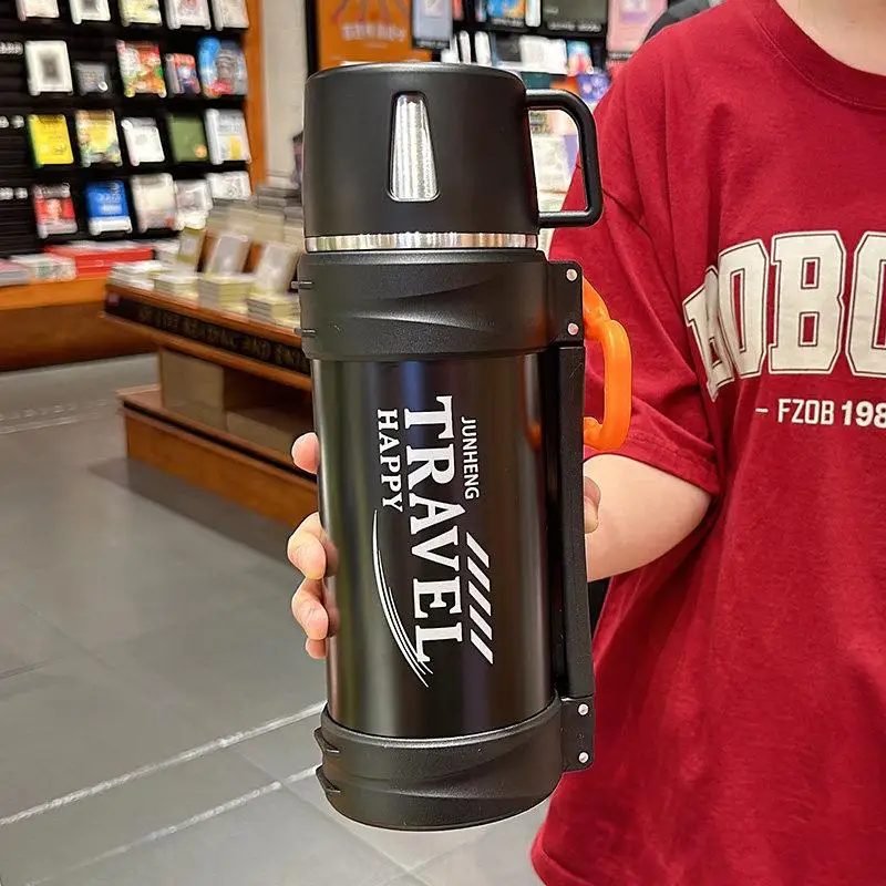 Stainless Steel Outdoor Portable Insulated Water Bottle Large Capacity Construction Site Proof Drop-resistant Men's Water Jug