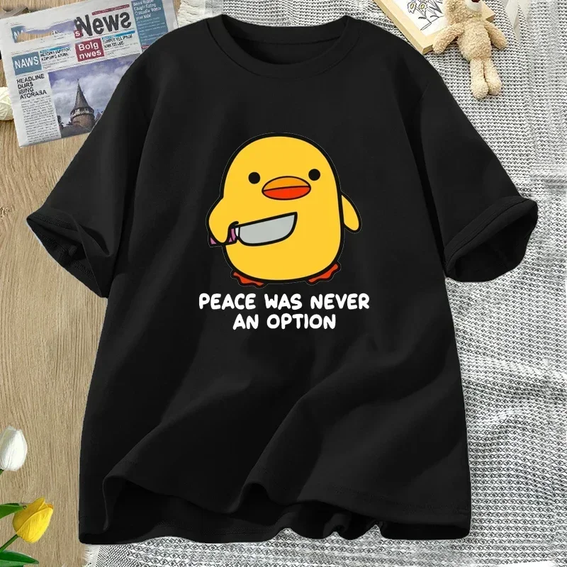 Peace Was Never An Option Cute Animal Tshirt Funny Goose Graphic T Shirts Summer Casual Short Sleeve Tops Women Clothing