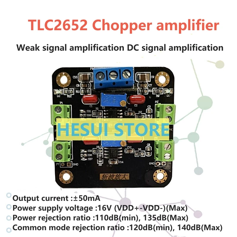 TLC2652 module weak signal amplification DC signal amplification chopper amplifier dual channel