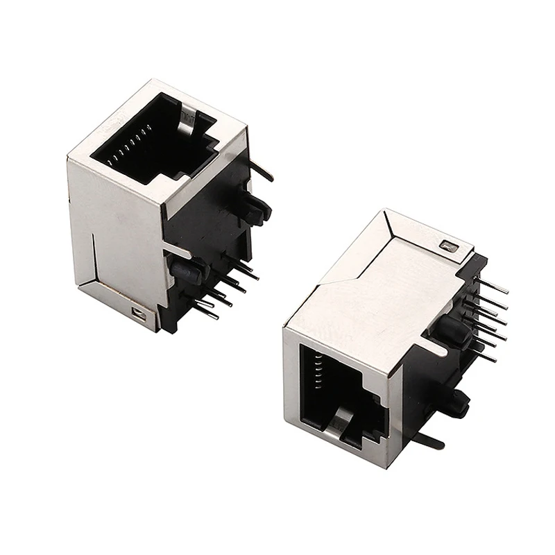 10pcs Network interface socket RJ45 socket 90 degree horizontal front positioning column with a length of about 21.0mm