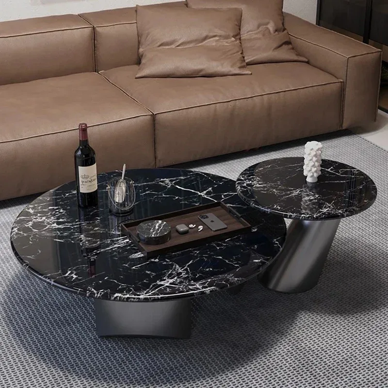 Luxury Tea Table Modern Natural Marble Round High Small Room Living Room Household Edition Supercrystalline Stone Furniture