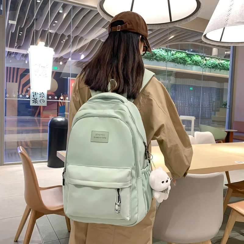 New Backpack With Large Capacity For High School Students Solid Color Backpack For Middle And High School Students