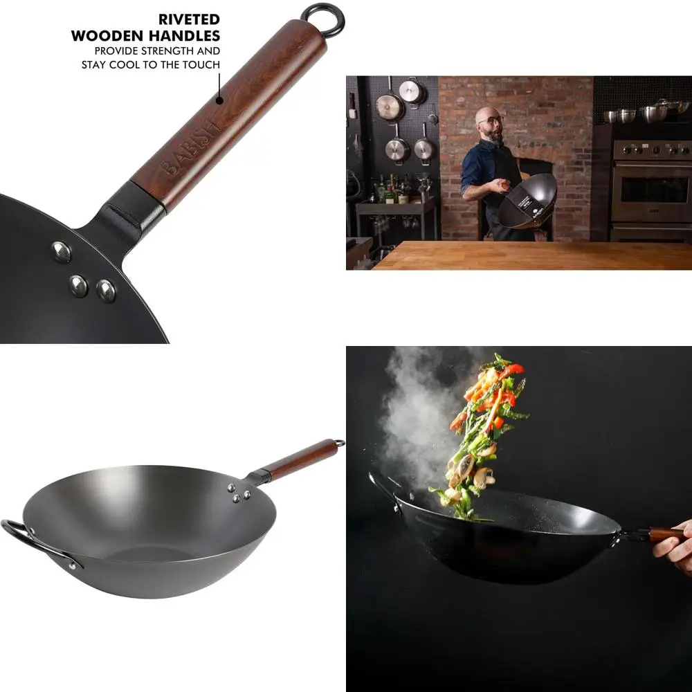 

Carbon Steel lat Bottom Wok and Stir ry Pan, 14-Inch