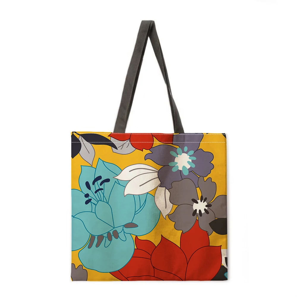 

American style flower and bird linen handbag light shoulder bag large capacity eco-friendly shopping bag tote bag