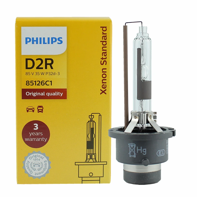 Philips D2R HID 85126 35W Xenon Standard Headlight 4200K Bright White Light Car Original Lamp ECE Approve 100% Authentic, 1X