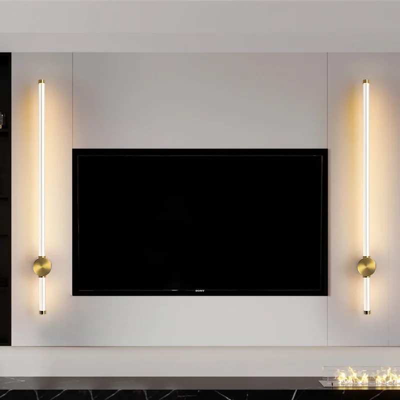 الحديثة وحدة إضاءة LED جداريّة مصباح شمعدانات جدارية النحاس الجدار ضوء الاكريليك عاكس الضوء إضاءة داخلية لغرفة المعيشة الممر تركيب المصابيح #5