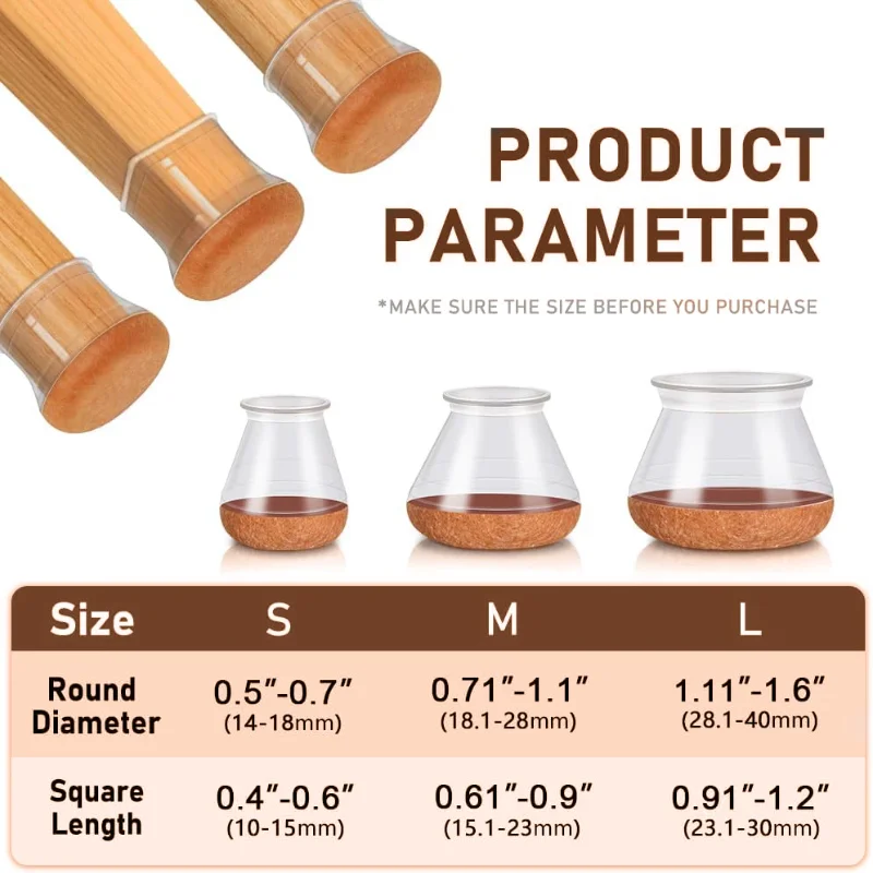シリコンチェア脚プロテクター,堅木張りの床カバー,カバーキャップ,家具パッド,ラップフェルト底,24個