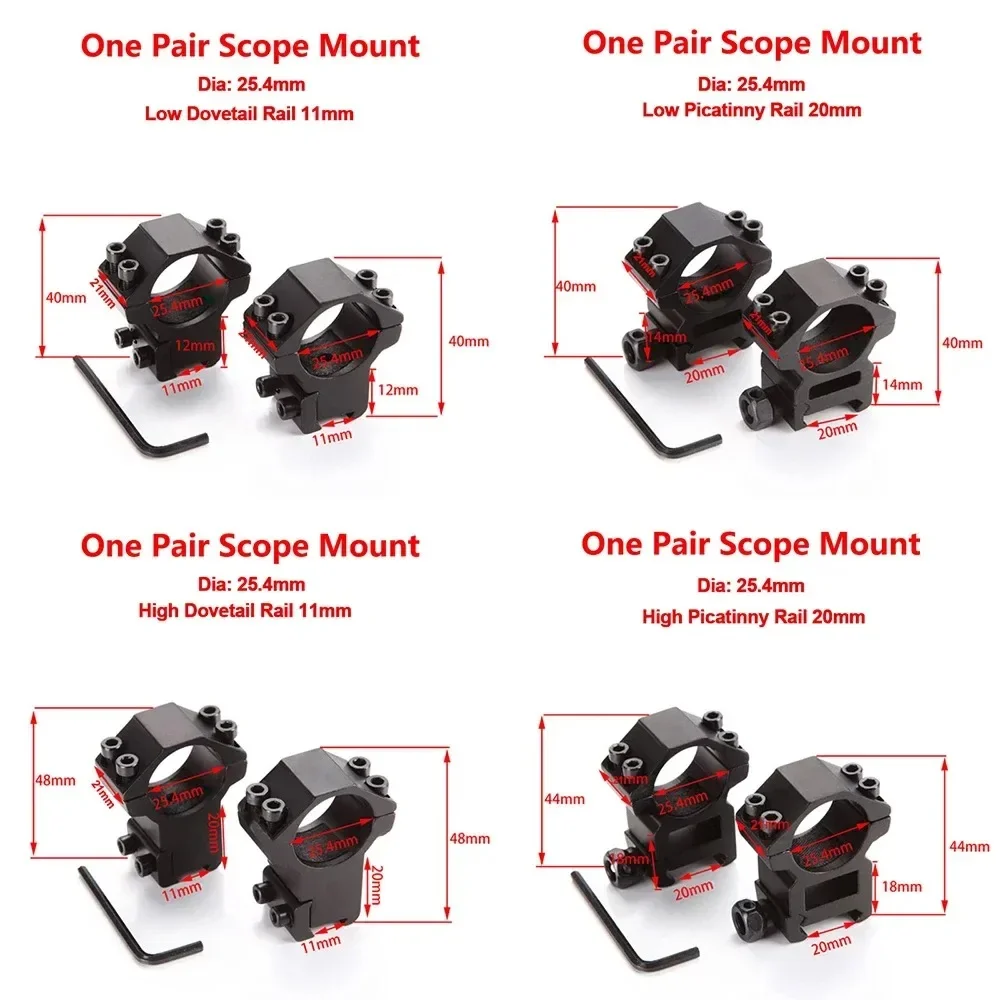 DISCOVERY 1pair 25.4Mmm/30mm/34mm Riflescope Mount Ring 11mm/20mm Dovetail Rail Low High Profile for Rifle Scope Hunting Mount