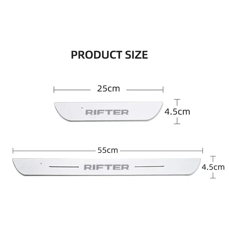 For Peugeot Rifter Logo Door Sill LED Atmosphere Light Acrylic Welcome Threshold USB Illuminated Pedal Protector Car Accessories