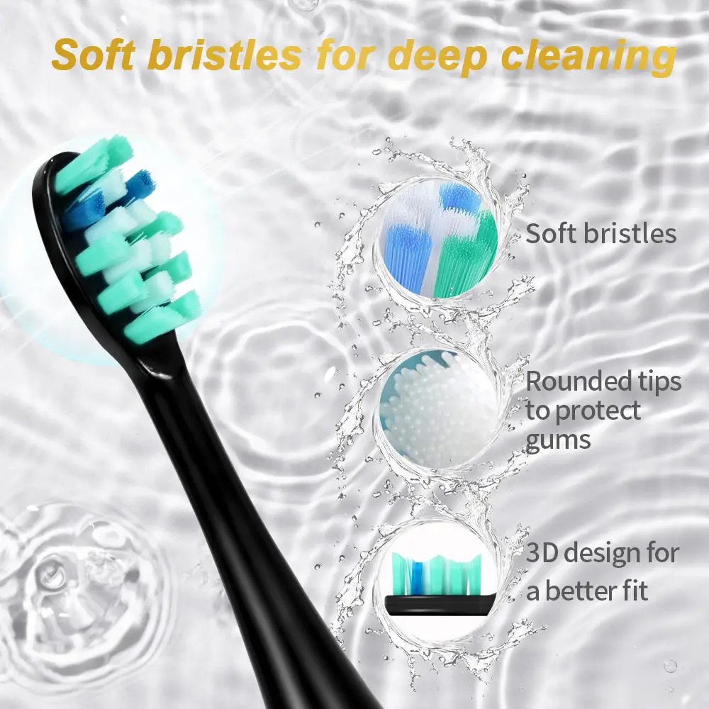 SEUMHOR Electric Sonic Toothbrush USB Charger Tooth 8Brush Replacement Waterproof Electronic Toothbrush with Travel Case