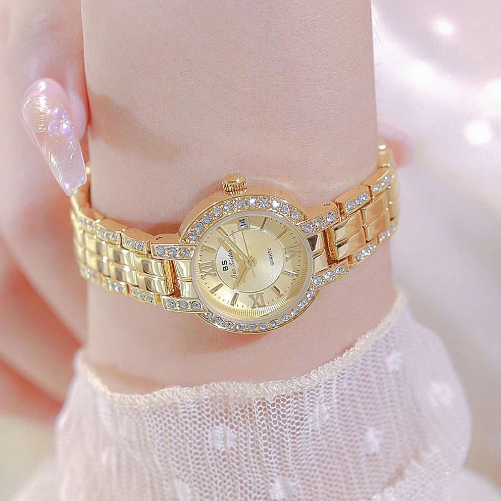 Fashion Casual Ladies WristWatches Luxury Diamond Gold Silver Stainless Steel Quartz Watches Waterproof Watch For Women Clock