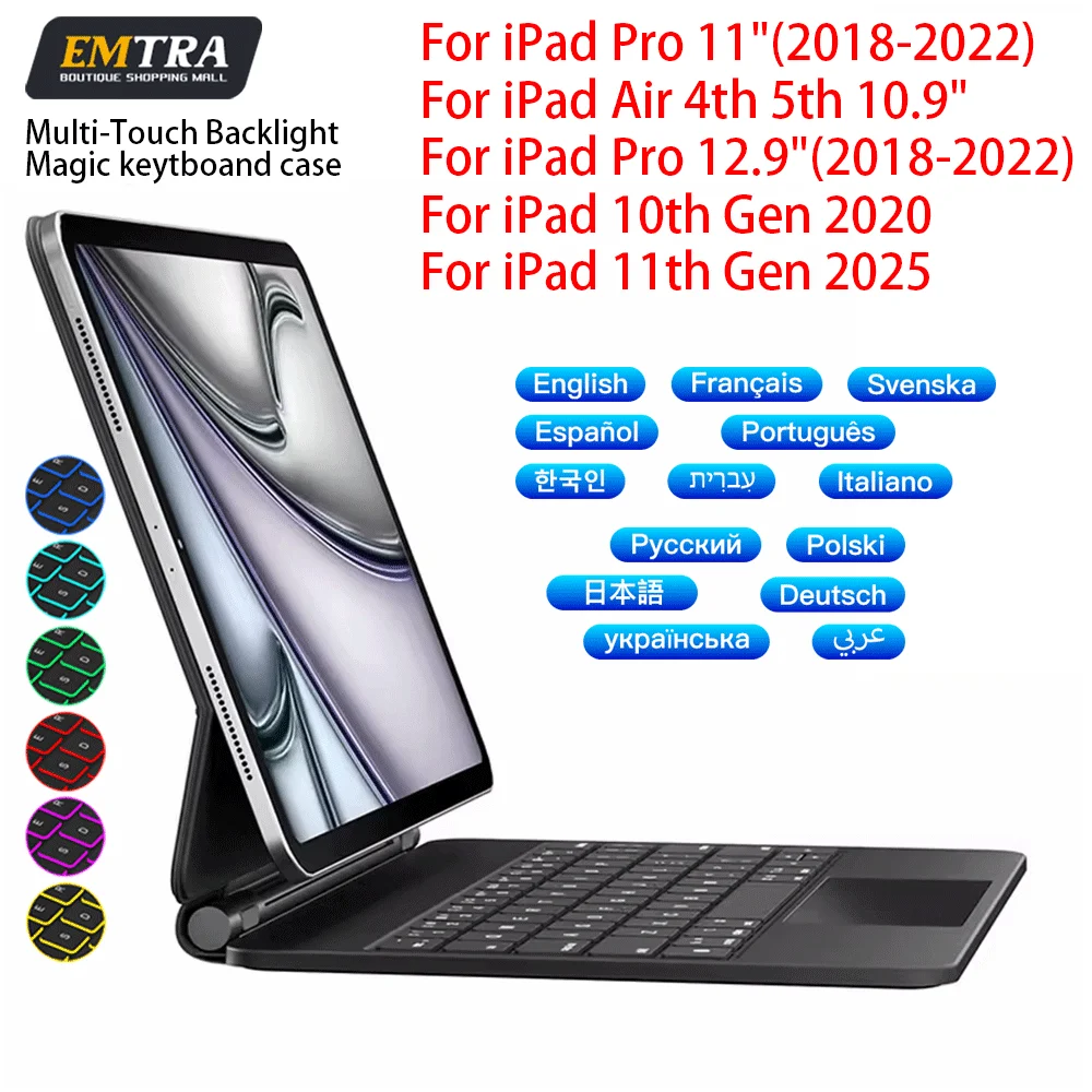 

Magic Keyboard for iPad 11 10.9 12.9 13 in Multi-Model Bluetooth Wireless Keyboard for iPad Pro Air 4 Air 5 Magnetic Smart Case