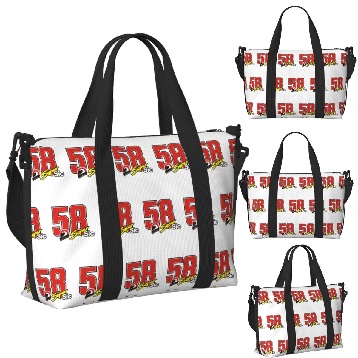 

Custom Marco Simoncelli 58 Super Sic Beach Travel Bag Large Capacity Tote Bags for Gym Yoga Women Shopping Duffle Shoulder Bag