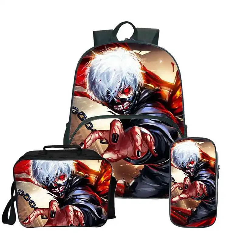 3D Print Tokyo Ghoul Backpack for Boys/Girls Canvas Travel Bag School Bag Anime Men\'s Schoolbag Cartoon Cute Teenager Cosplay