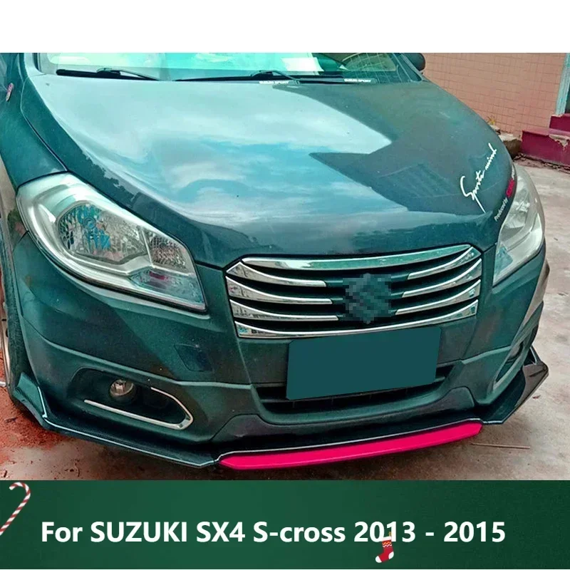 

New！ Front Bumper Spoiler Protector Plate Lip Body Kit For SUZUKI SX4 S-cross 2013 - 2015 Carbon Surface Chin Shovel