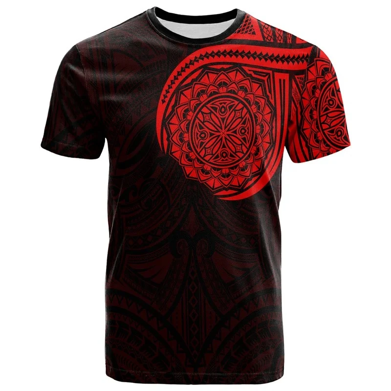 Oceania Polynesian Maori Pattern 3D Print 2026 New Adult Male Gym Outfit Short Sleeve Breathable Hawaiian Style T-Shirt