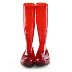 2024 PVC Men's High-top Non-slip Rain Boots Adult Labor Protection Water Shoes Brown No Lining Construction Site Red Rain Boots