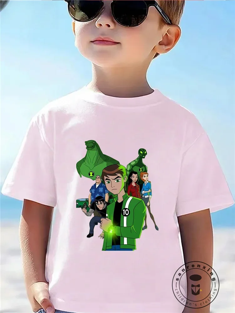 بن 10 يطبع بلوزات كاجوال للأطفال لجميع المواسم، بلايز رائعة، ملابس للجنسين للأولاد والبنات، صيفي