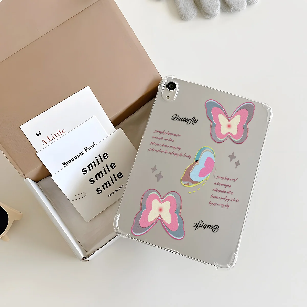 Crystal Clear Tablet Case for Samsung Galaxy Tab S9 S10 FE A9 A11 S7 S8 Plus Gradient Butterfly Y2K Ins Style Cover Shockproof