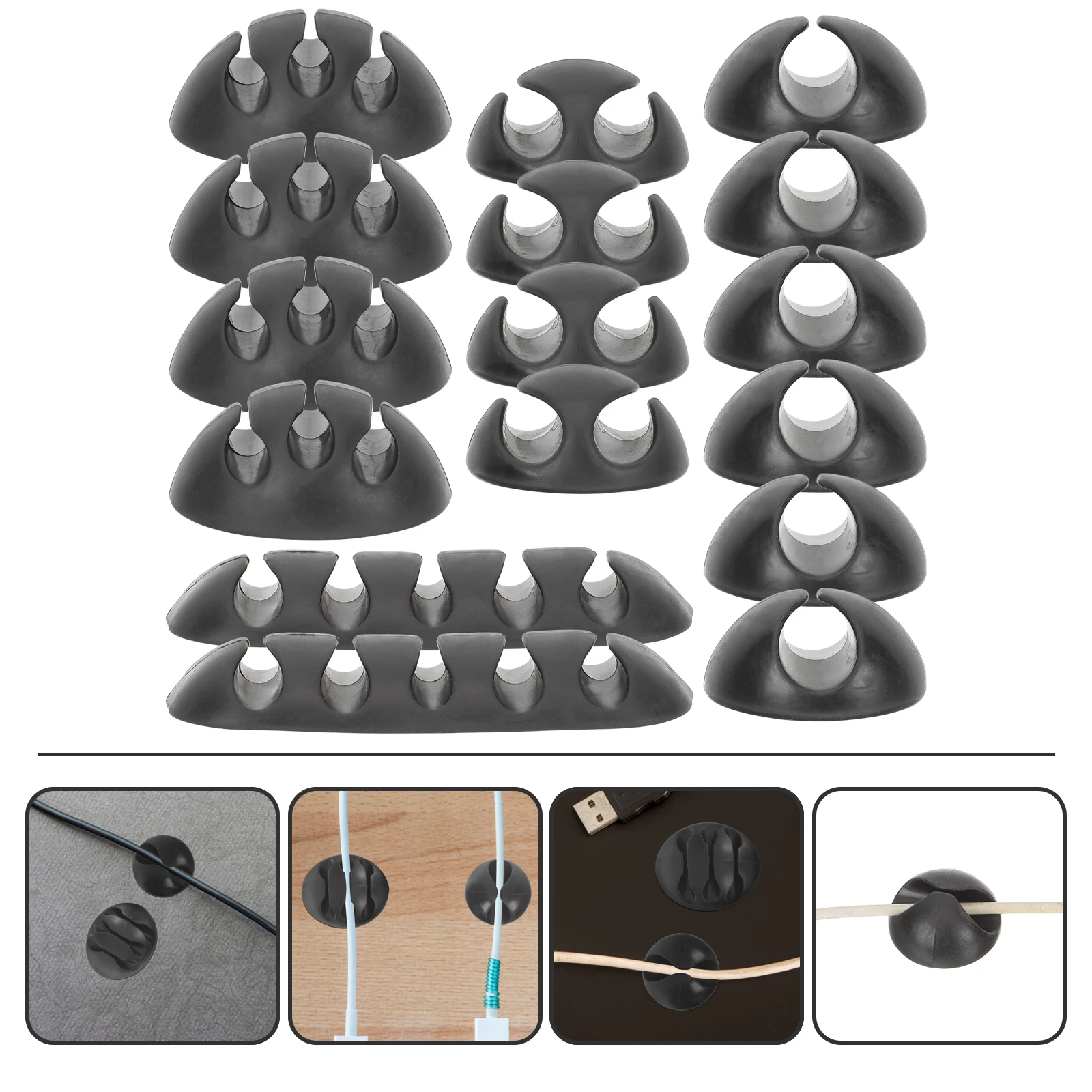 

16pcs Silicone Cable Holders Wire Organizer Desk Home Office Cord Wraps For Usb Chargers Kitchen Appliances Stick On Cord