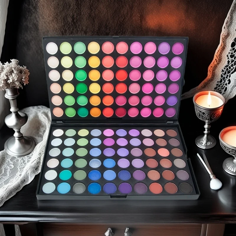 120-Farben-Lidschatten-Palette, glitzernd, matt, schimmernd, Lidschatten-Palette, bunt, hochpigmentiert, Augen-Make-up-Palette für Teil