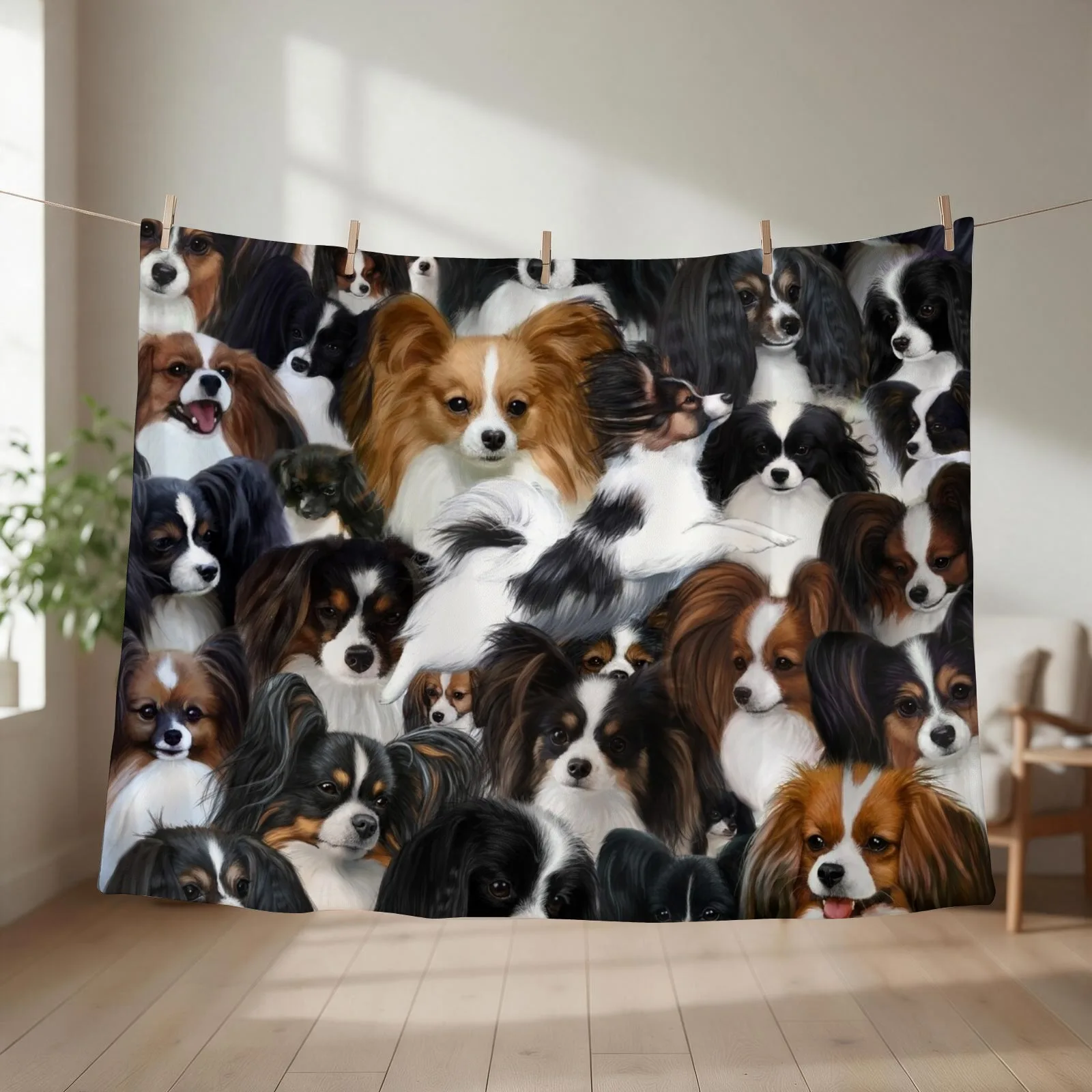 Fly little butterfly! Papillon and Phalene Collage Throw Blanket couch cozy soft plush fuzzy picnic outdoor blanket