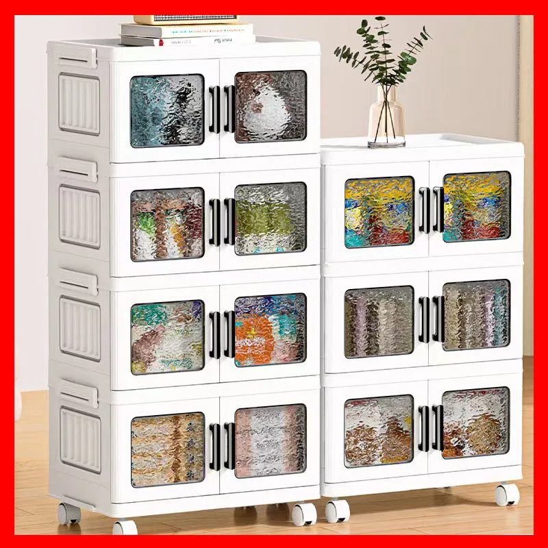 

Large Foldable Storage Box Cabinet Closet Organizer Wardrobe With Wheels Sundries Toys Shoes Snack Storage Bin Multifunction Bin