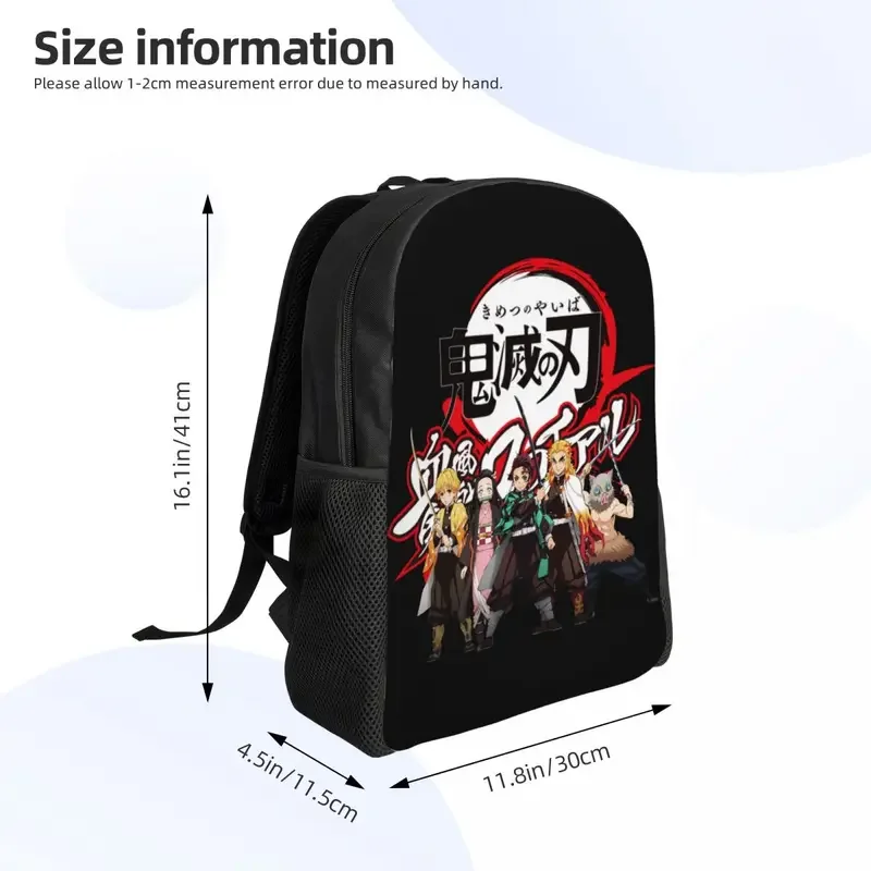 Demon Slayer Kimetsu No Yaiba Sacs à dos personnalisés, Nezuko, Tanjirou, Inosuke School imprimés Travel Bags, Bookbag, Convient pour ordinateur portable 15"