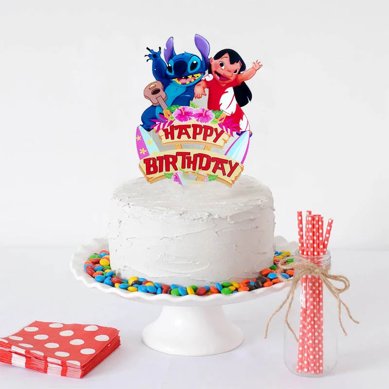 Lilo & Stitch Acrylic Cake Topper Girl Birthday Party Supplies Baby Shower Gift DIY Baking Decoration Wedding Home Decor