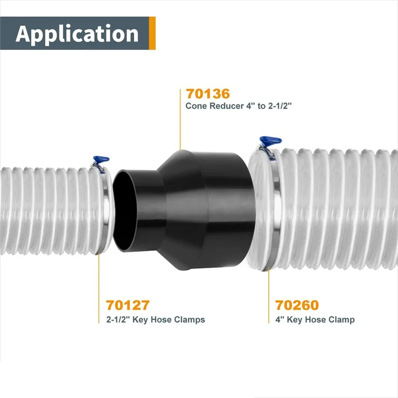 

AT44-редуктор конуса шланга, хомут для винтового шланга с накатанной головкой, аксессуары для сбора пыли, для шланга сбора пыли, выхлопного шланга сушильной машины
