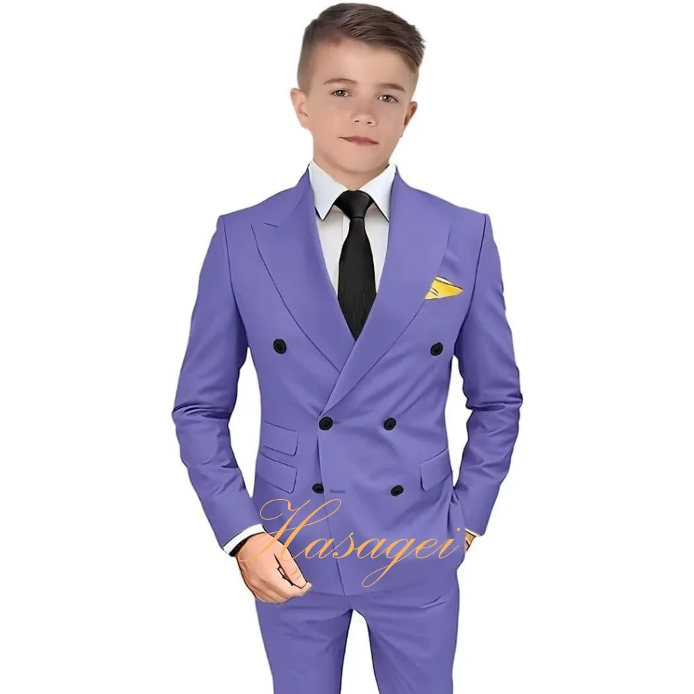 

Formal Boys Suit 2 Piece Set Slim Fit Double Breasted Blazer Pants Wedding Prom Tuxedo Double Breasted Kids Suits