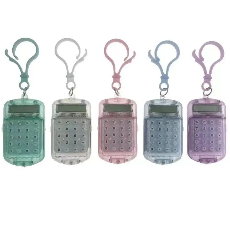 Mini Transparent Flip Cover Calculator: Convenient Portable Primary School Exam Keychain